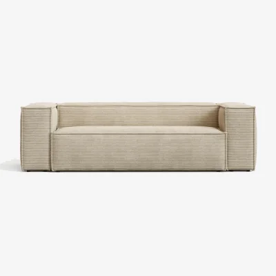 Kave Home Blok 3-seater sofa in natural thick corduroy 240cm FSC Mix Credit