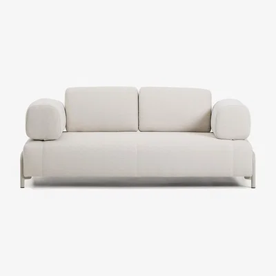 Kave Home Compo 2-seater sofa in ecru chenille with beige metal frame 200 cm FSC Mix Credit