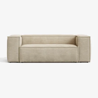 Kave Home Blok fire-retardant 2-seater sofa in thick ecru corduroy 210cm FSC Mix Credit