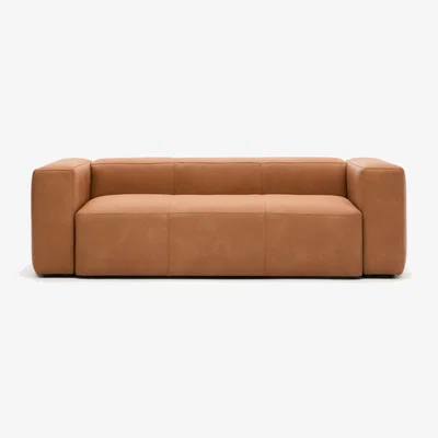 Kave Home Blok brown leather 3-seater sofa 240 cm