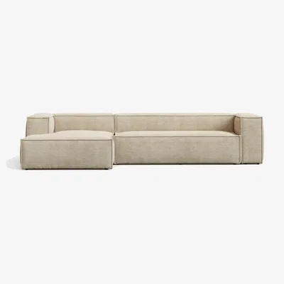 Kave Home Blok fire-retardant 4-seater sofa with left chaise longue in thick ecru corduroy 330cm FSC Mix Credit