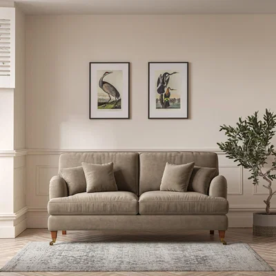 La Redoute Emeline Velvet 3 Seater Sofa with Antique Castor Legs