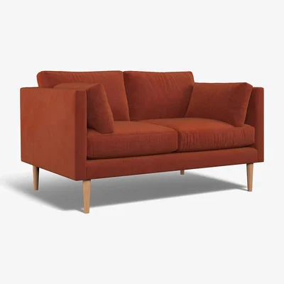 La Redoute Gabriela Modern Velvet 2 Seater Feather Sofa with Light Wood Legs