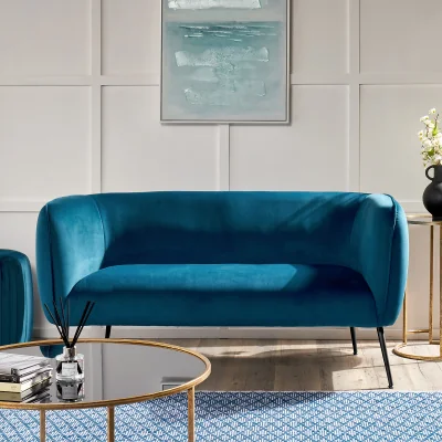 La Redoute Luxe Velvet 2 Seater Accent Sofa with Black or Gold Legs