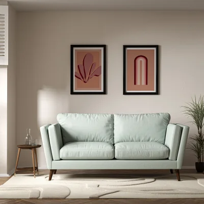 La Redoute Frida Contemporary Soft Brushed 3 Seater Feather Sofa with Dark Wood Legs
