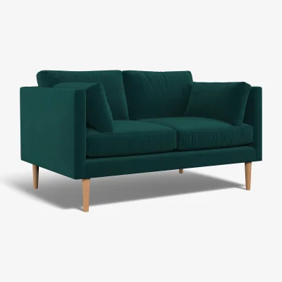 La Redoute Gabriela Modern Velvet 2 Seater Feather Sofa with Light Wood Legs
