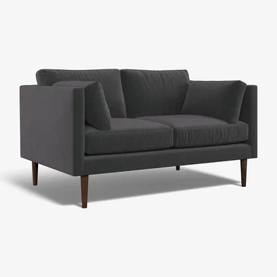 La Redoute Gabriela Modern Velvet 2 Seater Feather Sofa with Dark Wood Legs