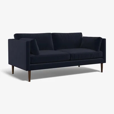La Redoute Gabriela Modern Velvet 3 Seater Feather Sofa with Dark Wood Legs