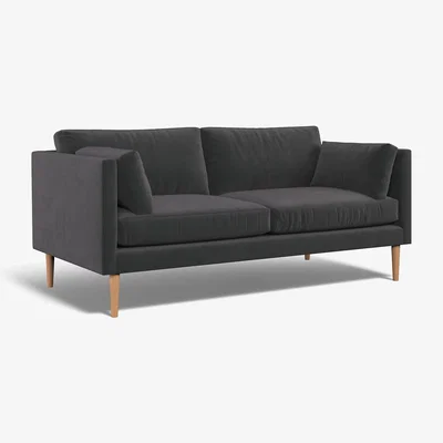 La Redoute Gabriela Modern Velvet 3 Seater Feather Sofa with Light Wood Legs