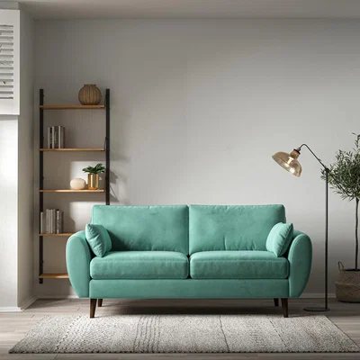 La Redoute Ada Scandi Velvet 3 Seater Sofa with Dark Wood Legs
