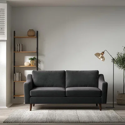 La Redoute Rosa Curve Velvet 3 Seater Sofa with Dark Wood Legs