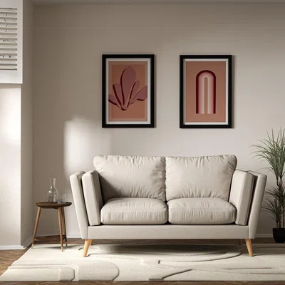 La Redoute Frida Contemporary Soft Brushed 2 Seater Feather Sofa with Light Wood Legs