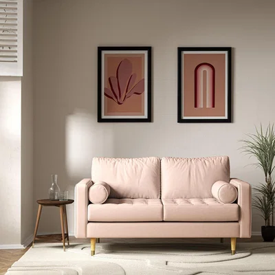 La Redoute Coco Mid-Century Soft Brushed 2 Seater Sofa with Natural Wood Legs