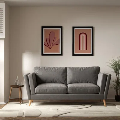 La Redoute Frida Contemporary Velvet 3 Seater Feather Sofa with Light Wood Legs