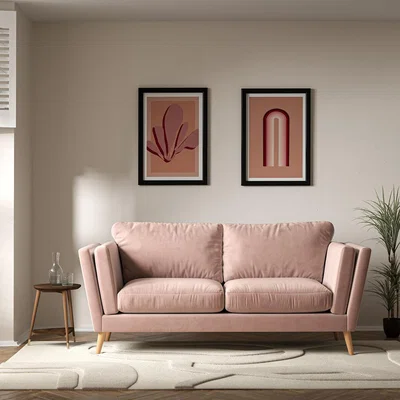 La Redoute Frida Contemporary Velvet 3 Seater Feather Sofa with Light Wood Legs