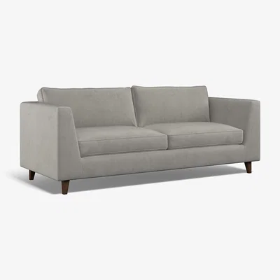 La Redoute Claudia Angular Velvet 3 Seater Feather Sofa with Dark Wood Legs