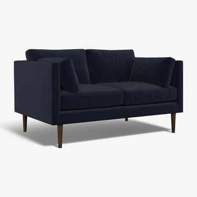 La Redoute Gabriela Modern Velvet 2 Seater Feather Sofa with Dark Wood Legs