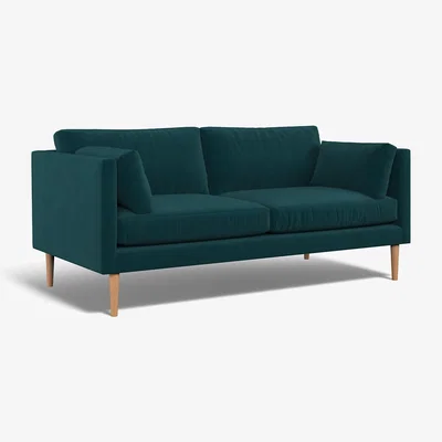 La Redoute Gabriela Modern Velvet 3 Seater Feather Sofa with Light Wood Legs