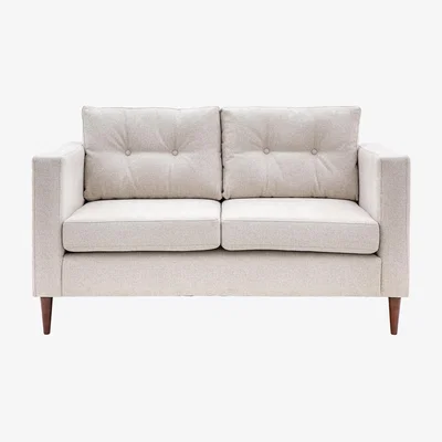 La Redoute Marchfield Buttoned Soft Brushed 2 Seater Sofa with Dark Wood Legs