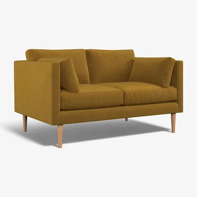 La Redoute Gabriela Modern Velvet 2 Seater Feather Sofa with Light Wood Legs