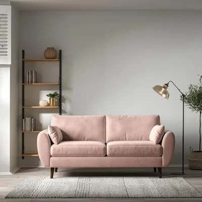 La Redoute Ada Scandi Velvet 3 Seater Sofa with Dark Wood Legs