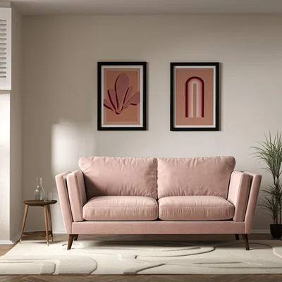 La Redoute Frida Contemporary Velvet 3 Seater Feather Sofa with Dark Wood Legs