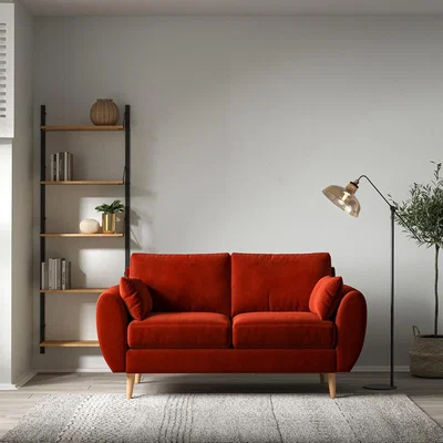 La Redoute Ada Scandi Velvet 2 Seater Sofa with Light Wood Legs