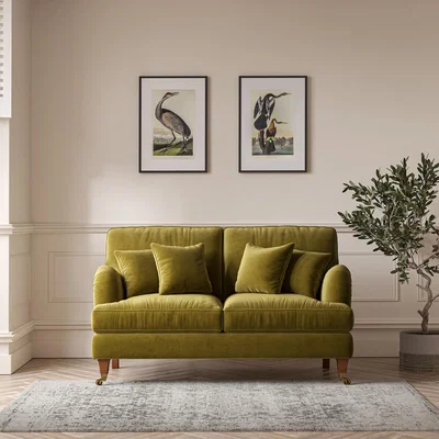 La Redoute Emeline Velvet 2 Seater Sofa with Antique Castor Legs