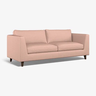 La Redoute Claudia Angular Soft Brushed 3 Seater Feather Sofa with Dark Wood Legs