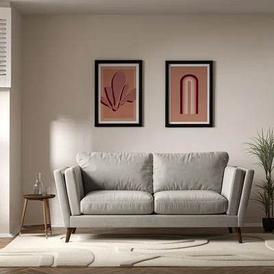 La Redoute Frida Contemporary Velvet 3 Seater Feather Sofa with Dark Wood Legs