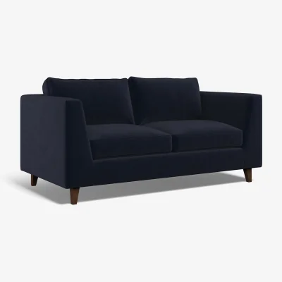 La Redoute Claudia Angular Velvet 2 Seater Feather Sofa with Dark Wood Legs