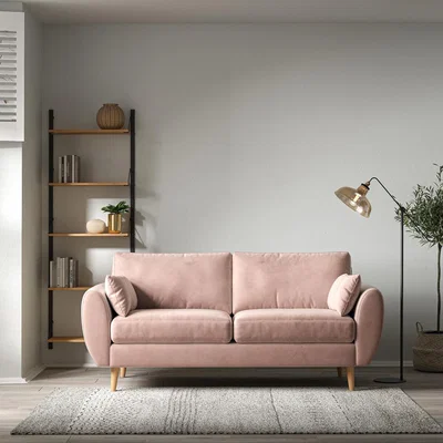La Redoute Ada Scandi Velvet 3 Seater Sofa with Light Wood Legs