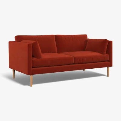 La Redoute Gabriela Modern Velvet 3 Seater Feather Sofa with Light Wood Legs