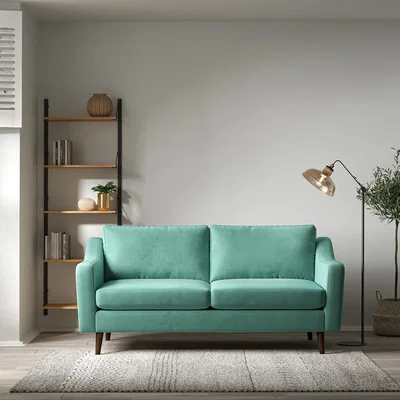 La Redoute Rosa Curve Velvet 3 Seater Sofa with Dark Wood Legs