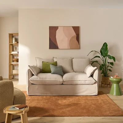 La Redoute Odna Velvet-Touch 3 Seater Sofa with Removable Cover