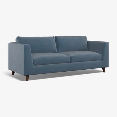 La Redoute Claudia Angular Velvet 3 Seater Feather Sofa with Dark Wood Legs