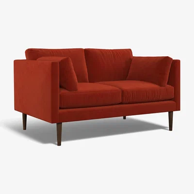 La Redoute Gabriela Modern Velvet 2 Seater Feather Sofa with Dark Wood Legs