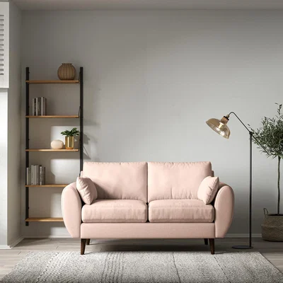 La Redoute Ada Scandi Soft Brushed 2 Seater Sofa with Dark Wood Legs