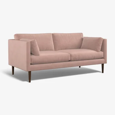 La Redoute Gabriela Modern Velvet 3 Seater Feather Sofa with Dark Wood Legs