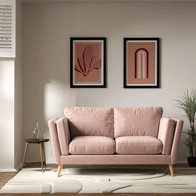 La Redoute Frida Contemporary Velvet 2 Seater Feather Sofa with Light Wood Legs