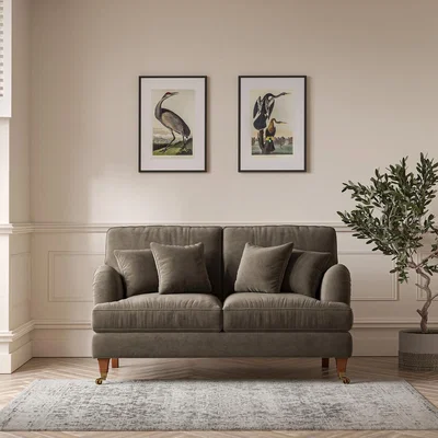 La Redoute Emeline Velvet 2 Seater Sofa with Antique Castor Legs