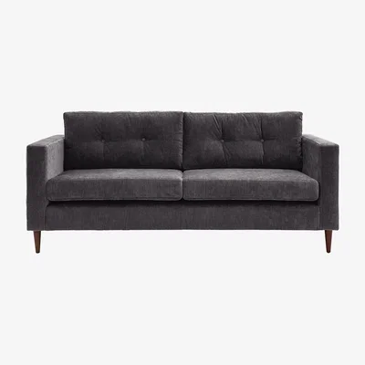 La Redoute Marchfield Buttoned Soft Brushed 3 Seater Sofa with Dark Wood Legs