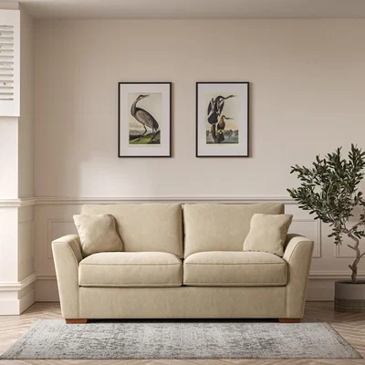 La Redoute Florence Soft Brushed 3 Seater Sofa with Dark Brown Wood Legs