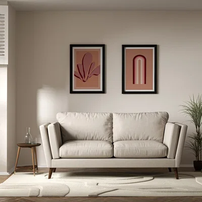 La Redoute Frida Contemporary Soft Brushed 3 Seater Feather Sofa with Dark Wood Legs