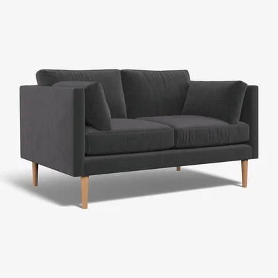 La Redoute Gabriela Modern Velvet 2 Seater Feather Sofa with Light Wood Legs