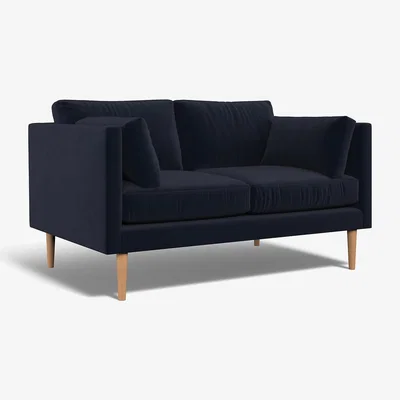 La Redoute Gabriela Modern Velvet 2 Seater Feather Sofa with Light Wood Legs