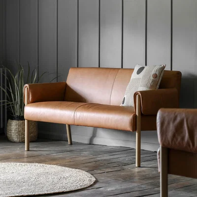 La Redoute Mangrove Mid-Century Leather 2 Seater Accent Sofa