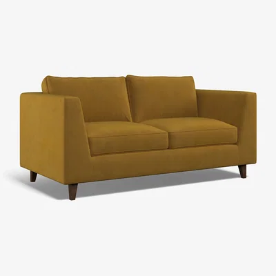 La Redoute Claudia Angular Velvet 2 Seater Feather Sofa with Dark Wood Legs