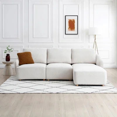La Redoute Corbin Boucle Modular 3 Seater Sofa and Footstool