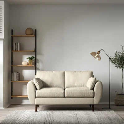 La Redoute Ada Scandi Soft Woven 2 Seater Sofa with Dark Wood Legs
